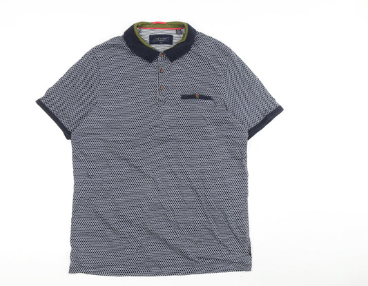 Ted Baker Men's Blue Geometric Polo Shirt L