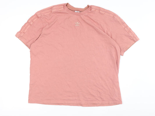 Womens UK Size 14 adidas Pink Cotton T-Shirt
