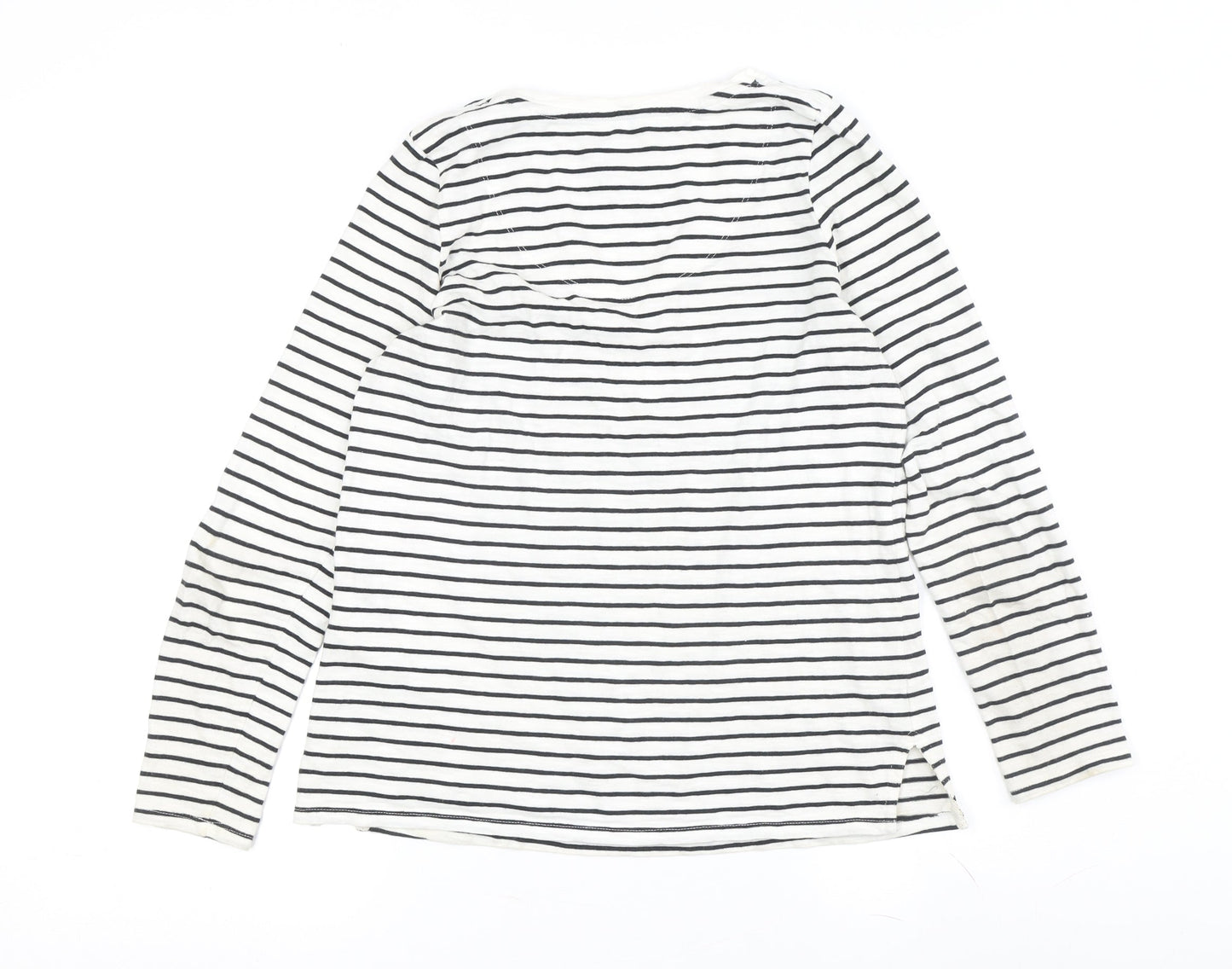 Joules Women’s White Striped V-Neck Cotton T-Shirt