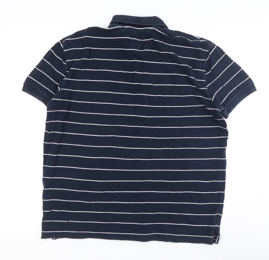 Tommy Jeans Men's Blue Striped Polo Shirt 2XL