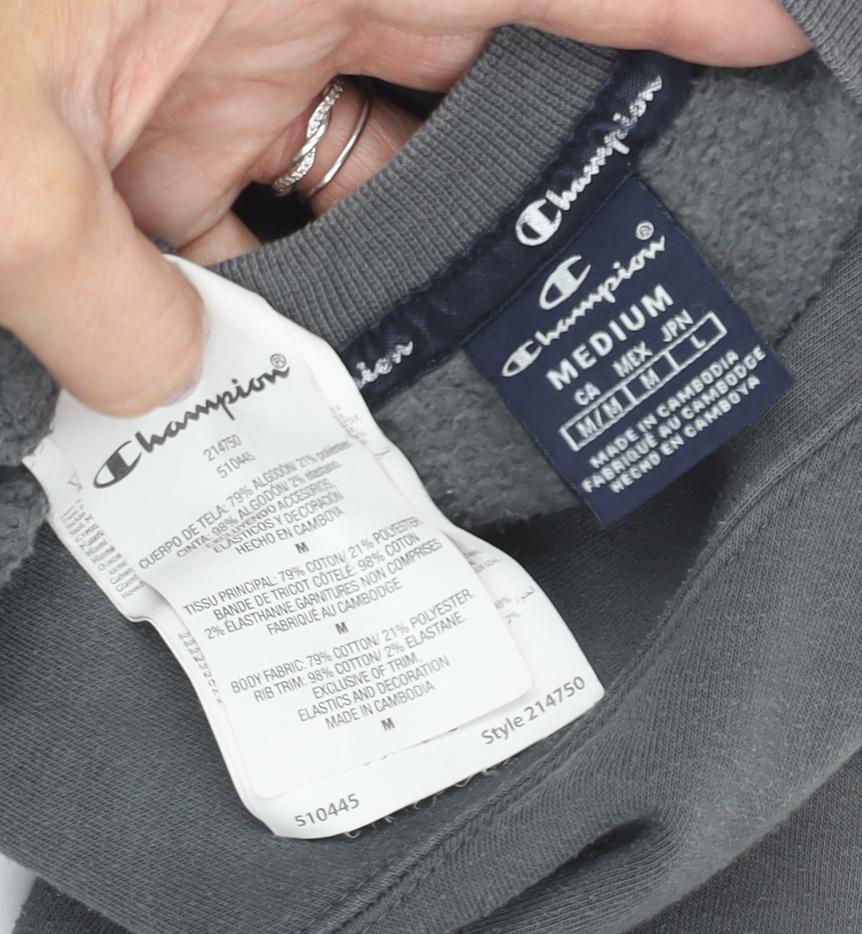 Champion Unisex Grey Pullover Sweatshirt M