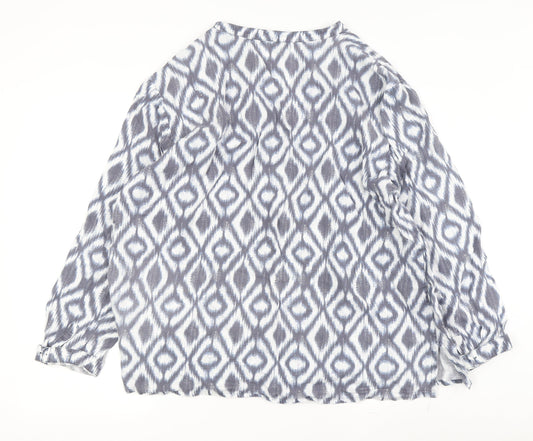 Jaeger Women's Grey Geometric Tunic Blouse Size 12