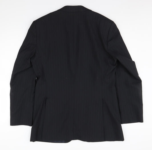 Jeff Banks Men's Black Long Blazer, Size 40L, Striped