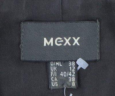 Brand and care label for Mexx Women's Brown Blazer, size 12, Double-Breasted