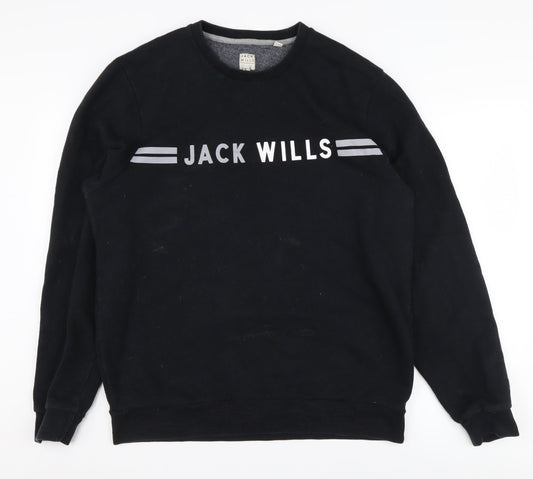 Jack Wills Men's Black XL Graphic Pullover Sweatshirt