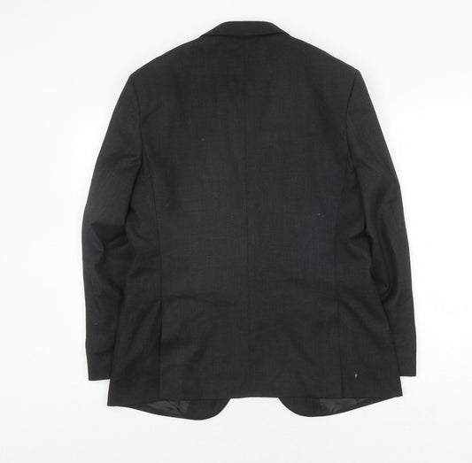 Frencheye Men's Black Blazer, Size 42R, Wool Blend
