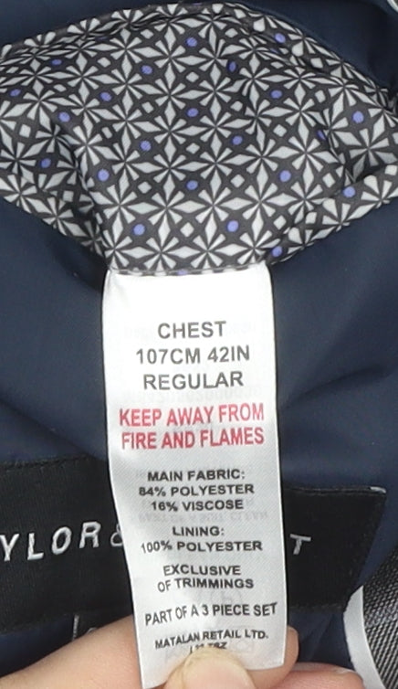 Brand and care label for Taylor & Wright Men's Grey Check 42R Blazer