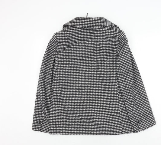 Marks and Spencer Women's Black Houndstooth Pea Coat Size 8