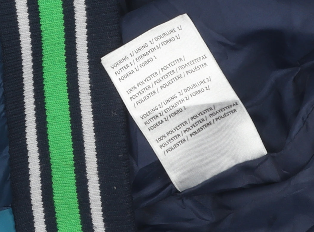 Brand and care label for Petrol Industries boys’ blue bomber jacket 152