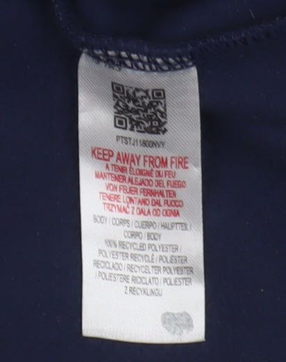 Brand and care label for Peter Storm boys’ blue fleece 1/2 zip sweatshirt age 13