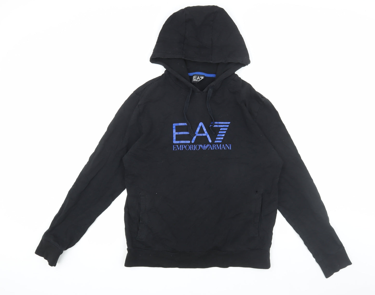 Emporio Armani Men's Black Pullover Hoodie, M, Logo