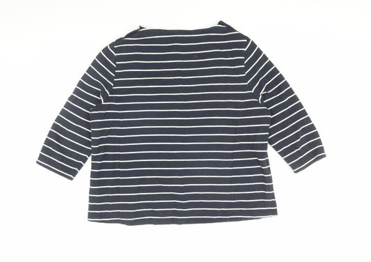 Betty Barclay Women's Black Striped T-Shirt Size 16