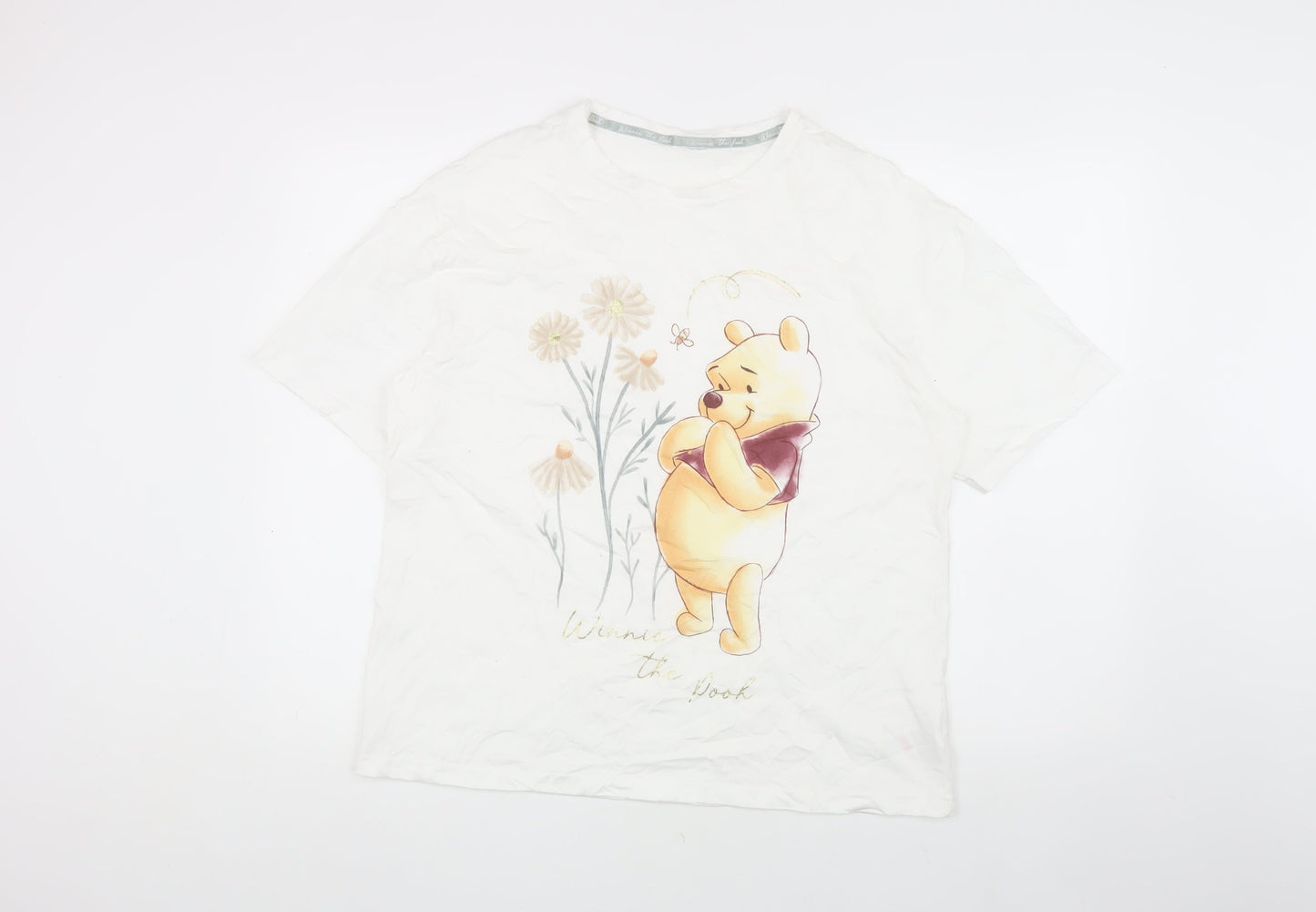Disney Women's White Cotton T-Shirt Size 8