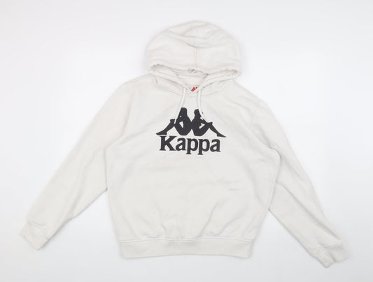 Kappa Unisex White Hoodie M, Cotton Blend, Casual