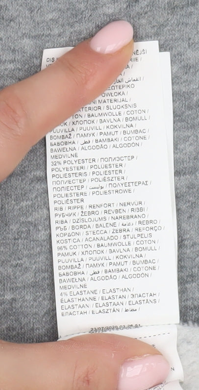 Brand and care label for Puma girls’ grey pullover hoodie - 11-12 years, logo, casual