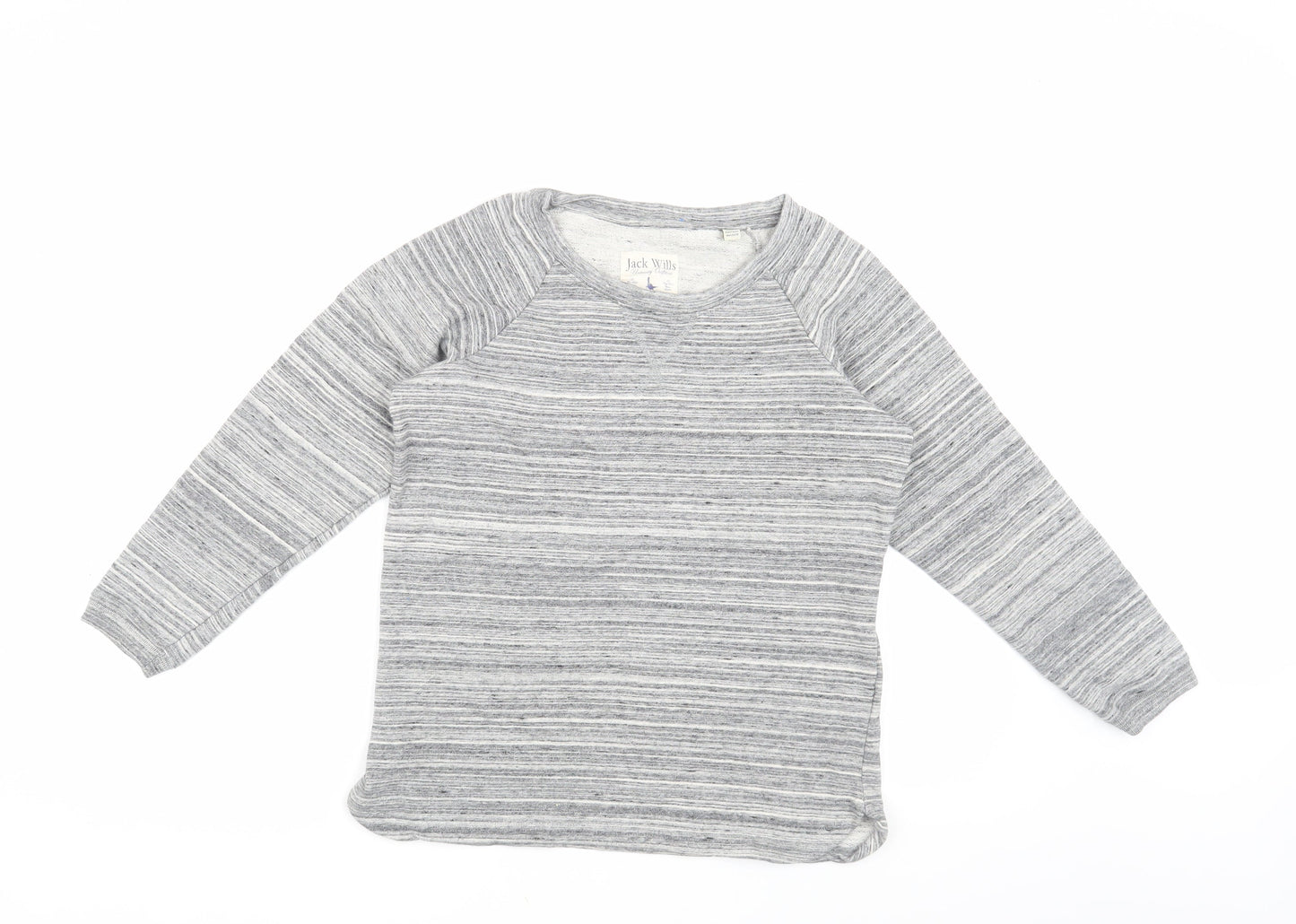 Jack Wills Women's Grey Striped Pullover Sweatshirt, Size 10