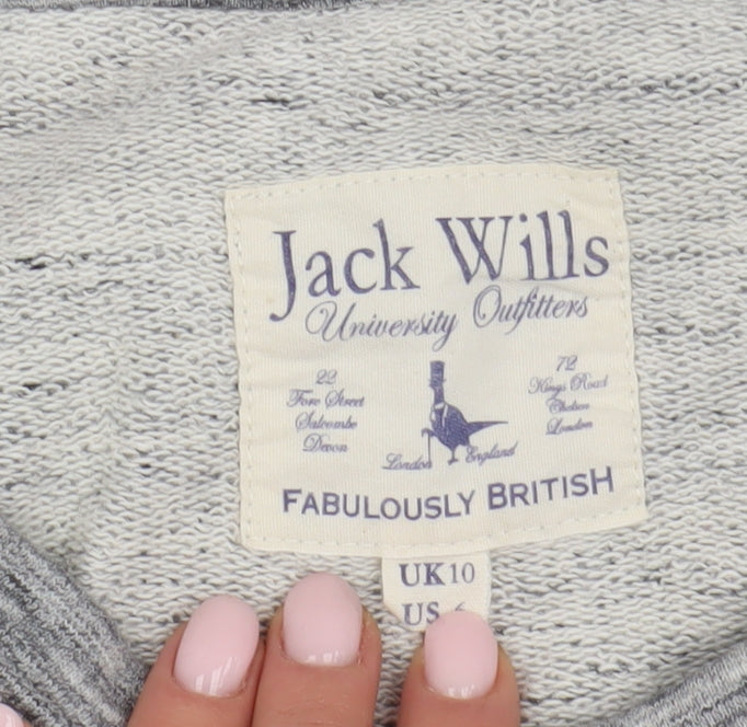 Jack Wills Women's Grey Striped Pullover Sweatshirt, Size 10