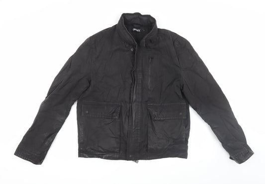 DKNY Men's Black Biker Jacket - Medium, Classic Style