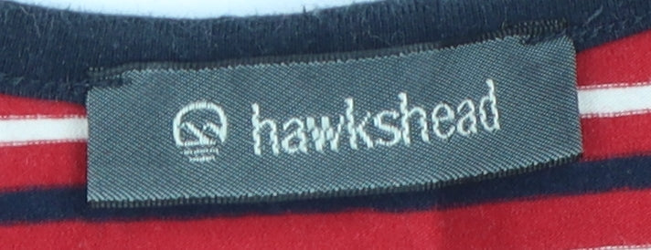 Hawkshead Women's Red Striped T-Shirt, Size 16, 3/4 Sleeve