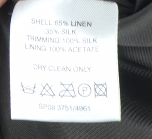 Womens UK Size 10 Regular Fenn Wright Manson Black Linen Blend Jacket