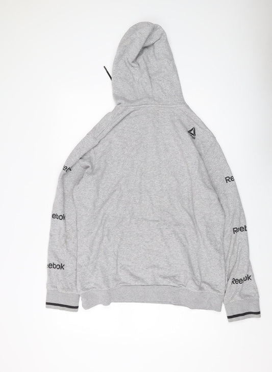 Reebok Men's Grey Pullover Hoodie L, Logo Style