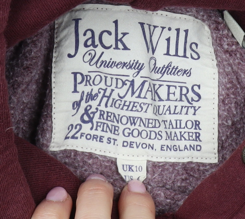 Jack Wills Women's Red Pullover Hoodie, Size 10
