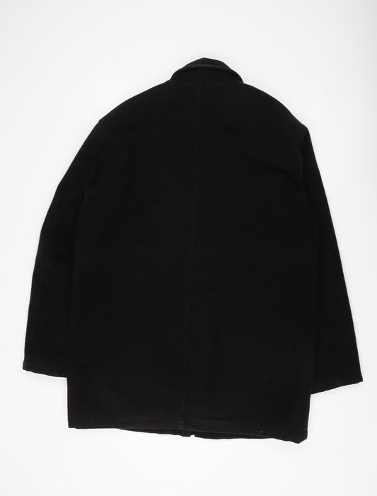 Greenwoods Men's Black Overcoat, M, Casual Mid-Length