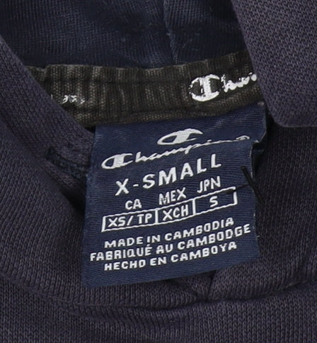 Champion Unisex Blue Hoodie XS Pullover Logo Casual