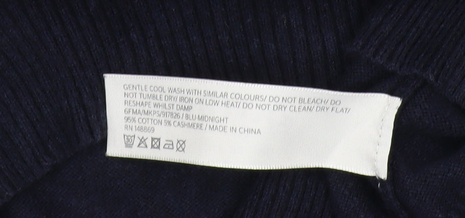 FatFace Men's Blue V-Neck Cotton Cashmere Jumper S