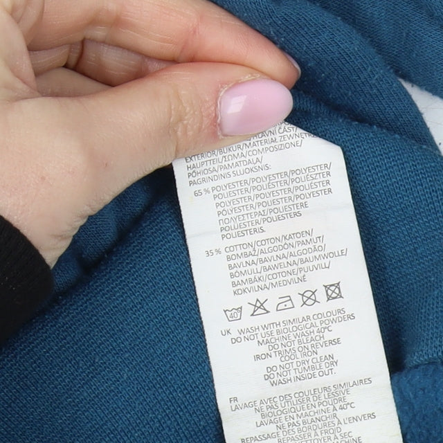 Brand and care label for Slazenger boys’ blue sweatshirt 13 years crew neck pullover