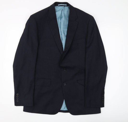Moss Esq Men's Blue Pinstripe Blazer 38R Regular Fit