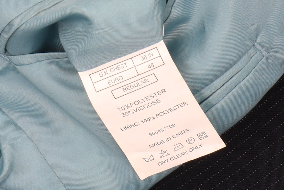 Moss Esq Men's Blue Pinstripe Blazer 38R Regular Fit