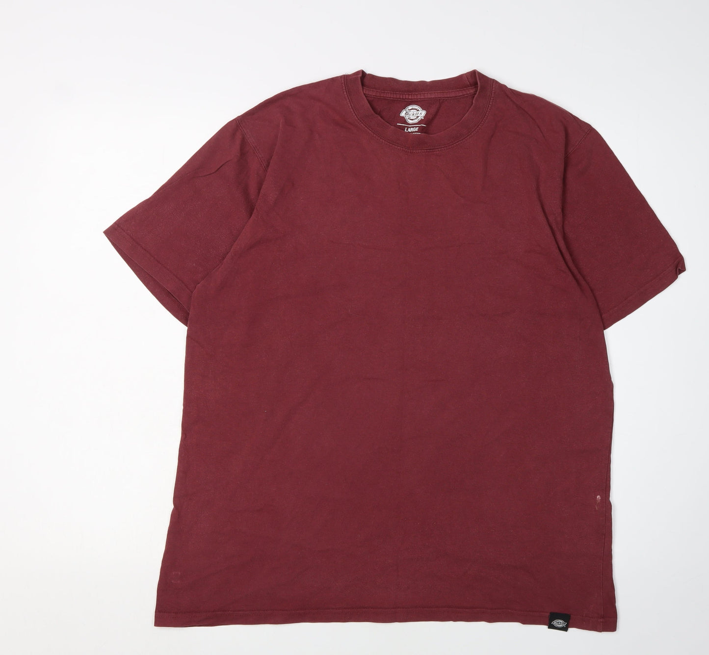 Dickies Men's Red Large Crew Neck Cotton T-Shirt