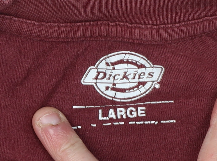 Dickies Men's Red Large Crew Neck Cotton T-Shirt