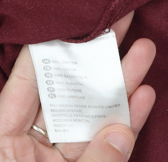 Dickies Men's Red Large Crew Neck Cotton T-Shirt