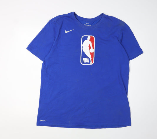 Nike Men's Blue XL NBA Graphic Athletic Polo
