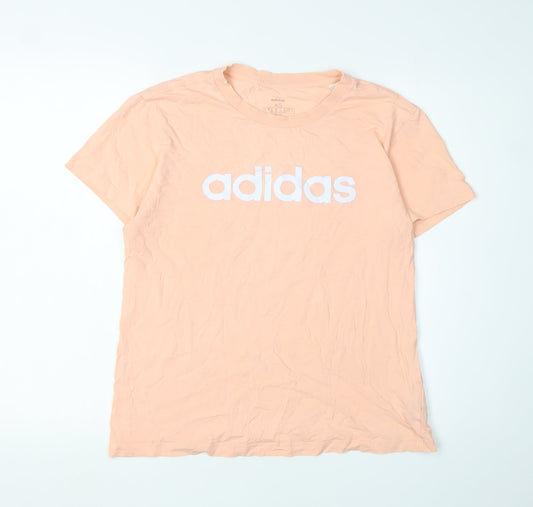 Womens UK Size XS adidas Peach 100% Cotton T-Shirt
