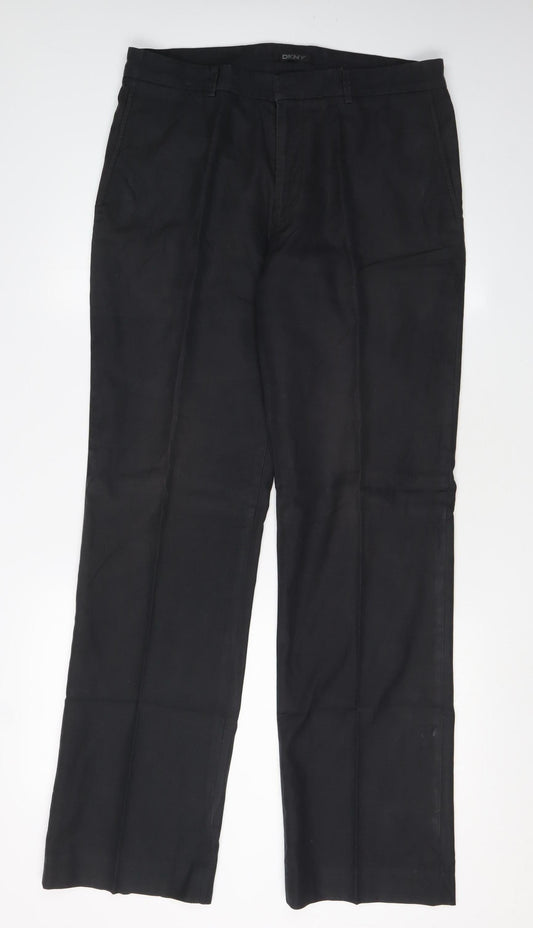 DKNY Women's Black Straight Trousers Size 34