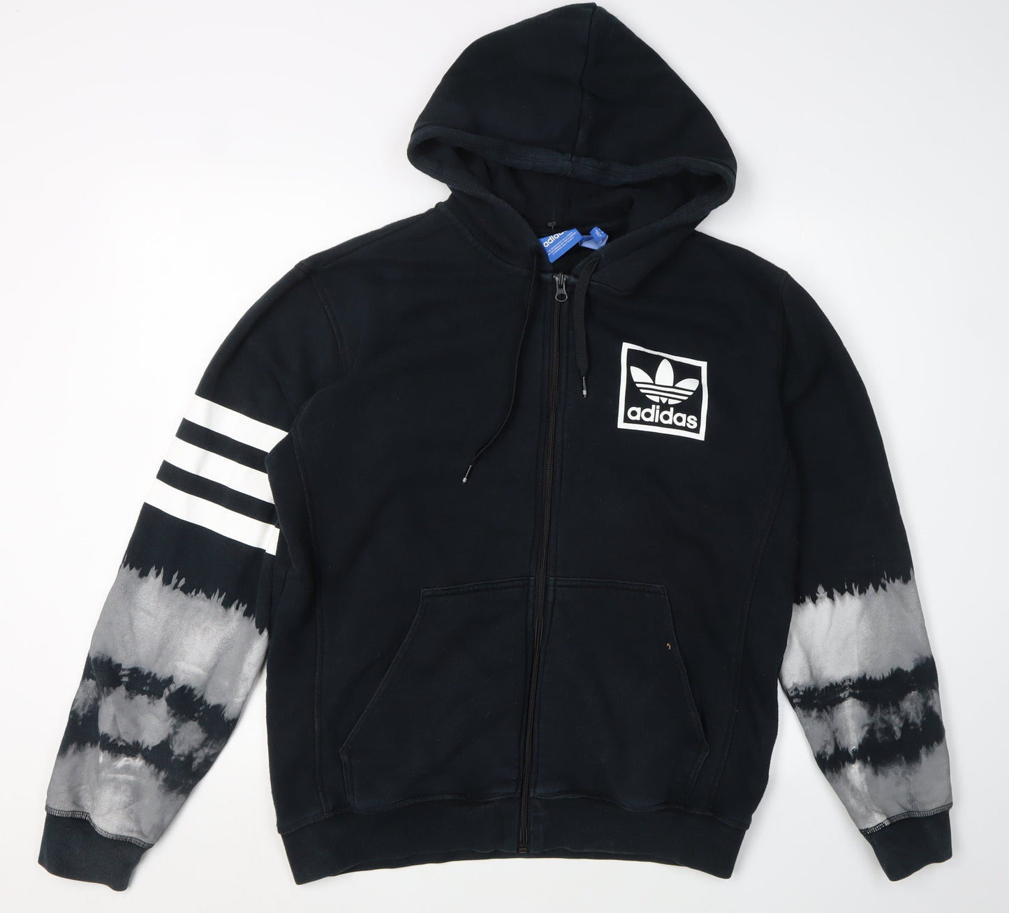 Adidas Men's Black Hoodie, Full Zip, Size M, Graphic