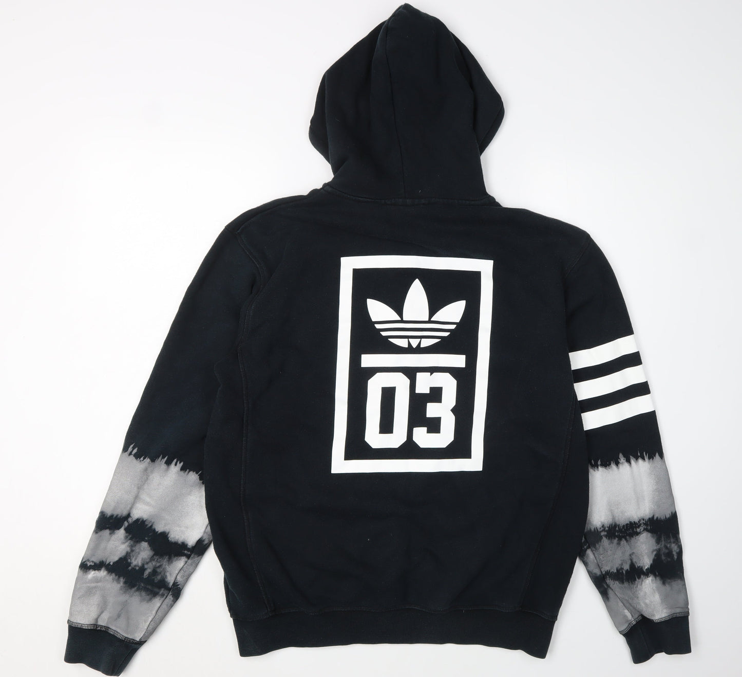 Adidas Men's Black Hoodie, Full Zip, Size M, Graphic