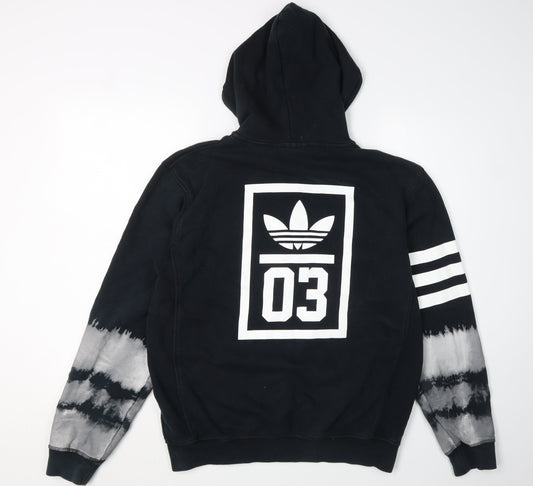 Adidas Men's Black Hoodie, Full Zip, Size M, Graphic