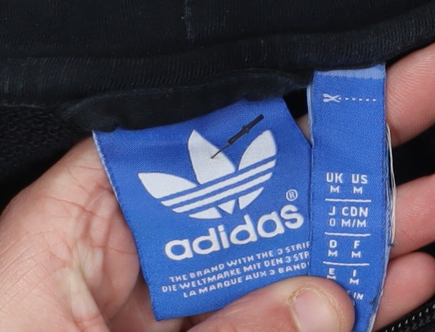 Adidas Men's Black Hoodie, Full Zip, Size M, Graphic
