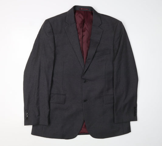 Mens 42 Chest Regular Austin Reed Grey Two-Button Blazer
