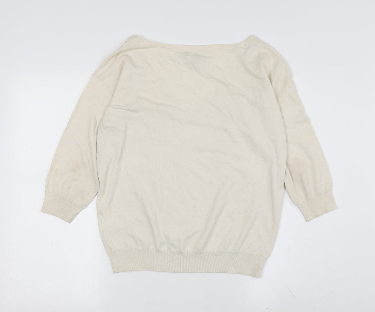 Banana Republic Women's Ivory V-Neck Pullover M