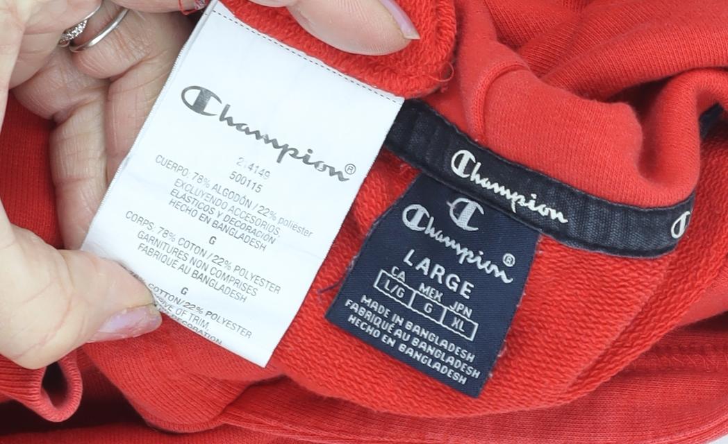 Champion Men's Red Pullover Hoodie, L, Logo Hooded