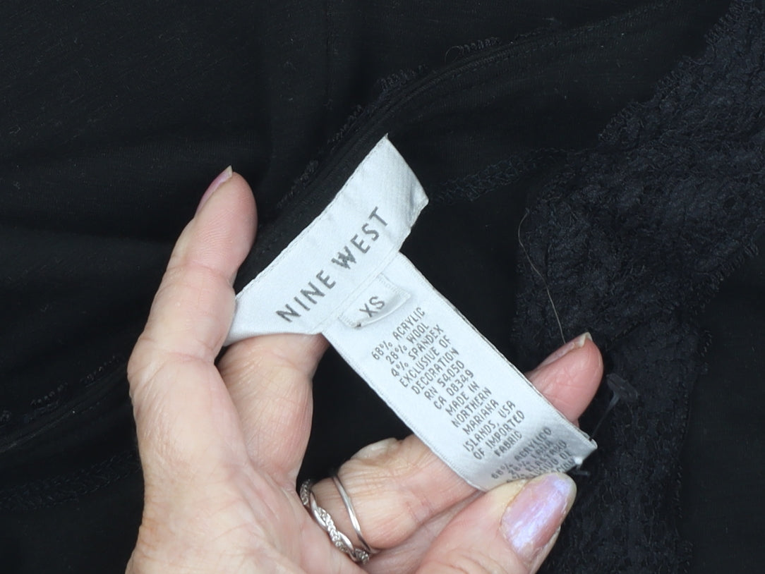 Nine West Women's Black V-Neck Knit Top XS
