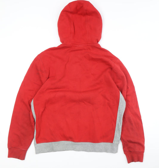 Nike Red & Grey Men's Hooded Zip-Up Medium