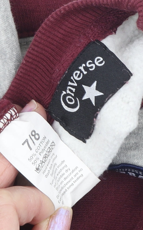 Close-up detail of Converse boys’ multicoloured sweatshirt, 7-8 years, colourblock