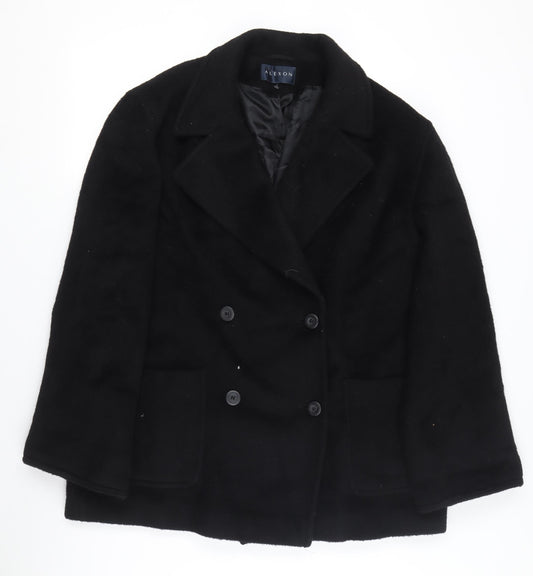 Alexon Women's Black Wool Pea Coat Size 14 Classic Style
