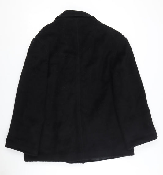 Alexon Women's Black Wool Pea Coat Size 14 Classic Style